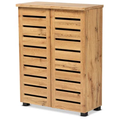 Baxton Studio Adalwin 30 1/4"w Oak Brown 2-door Shoe Cabinet