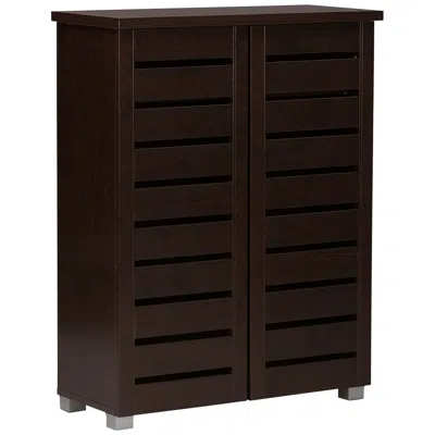 Baxton Studio Adalwin 30" Wide Dark Brown Wood 2-door Shoe Storage Cabinet