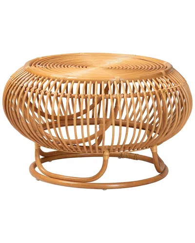 Baxton Studio Adeola Round Lantern-shaped Rattan Coffee Table