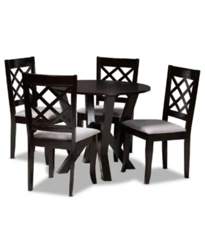 Baxton Studio Adina Modern And Contemporary Fabric Upholstered 5 Piece Dining Set In Black