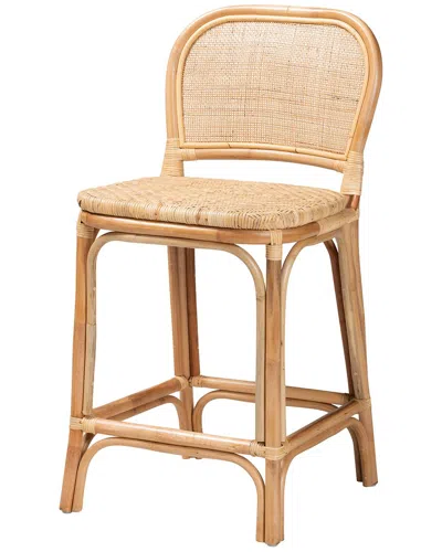 Baxton Studio Adrena Modern Rattan Counter Stool In Brown