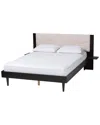 Baxton Studio Adriano Transitional Fabric & Wood Queen Size Bed With Built-in  Side Tables In Beige