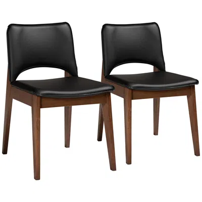 Baxton Studio Afton Black Faux Leather Dining Chairs Set Of 2