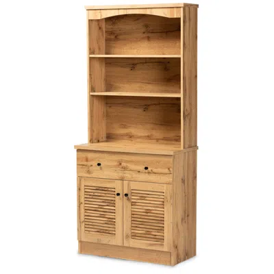 Baxton Studio Agni 31 1/2" Wide Oak Brown 2-door Hutch Cabinet