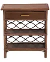 Baxton Studio Akane Rattan Nightstand With Drawer & Open Shelves In Brown