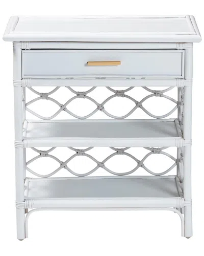 BAXTON STUDIO BAXTON STUDIO AKANE RATTAN NIGHTSTAND WITH DRAWER & OPEN SHELVES