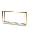 Baxton Studio Alessa Modern And Contemporary Glam 59.9" Finished Metal And Mirrored Glass Console Table In Gold-tone