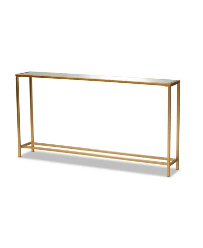 Baxton Studio Alessa Modern And Contemporary Glam 59.9" Finished Metal And Mirrored Glass Console Table In Gold-tone