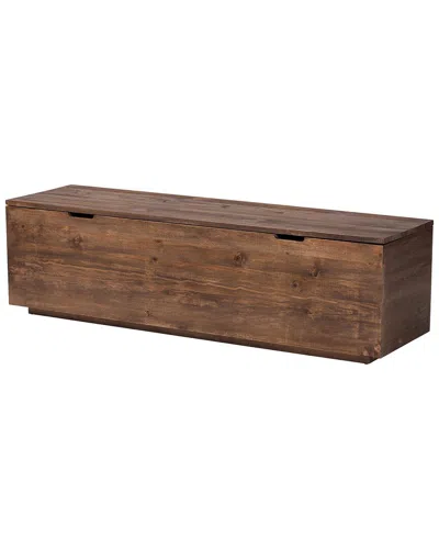 Baxton Studio Alfonso Wood Storage Trunk With Hinged Lid In Brown