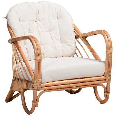 Baxton Studio Aliane Natural Brown Rattan Armchair