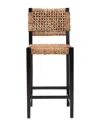 Baxton Studio Alise Handwoven Seagrass Bar Stool With Mahogany Wood Frame In Brown