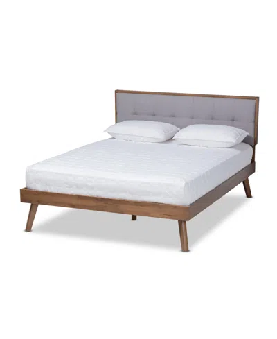 Baxton Studio Alke Mid-century Modern Queen Size Platform Bed In Gray