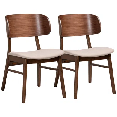 Baxton Studio Alston Beige Fabric Dining Chairs Set Of 2 In Brown