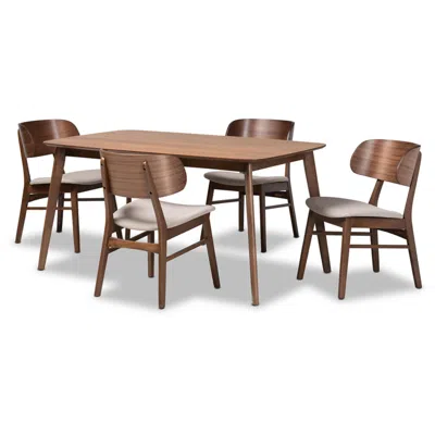 Baxton Studio Alston Beige Faux Leather 5-piece Dining Set In Brown