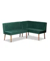 Baxton Studio Alvis 2-pc. Wood Mid-century Dining Nook Banquette Set In Green