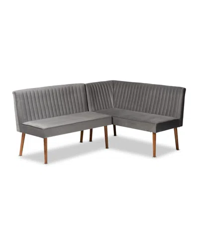 Baxton Studio Alvis 2-pc. Wood Mid-century Dining Nook Banquette Set