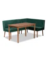 Baxton Studio Alvis 3-pc. Wood Mid-century Dining Nook Set In Multi