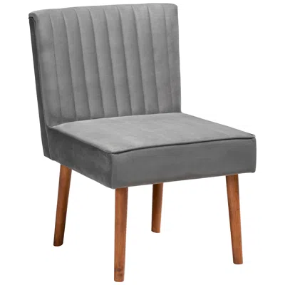 Baxton Studio Alvis Gray Velvet Fabric Tufted Dining Chair In Blue