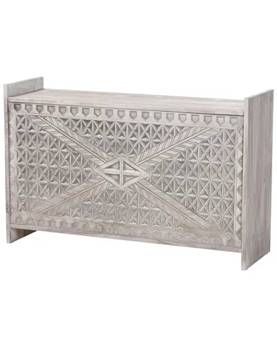 Baxton Studio Amado Wood Storage Trunk With Carved Front Panel In Gray