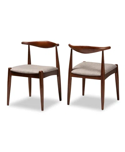 Baxton Studio Amato Mid-century Modern Dining Chair, Set Of 2 In Brown