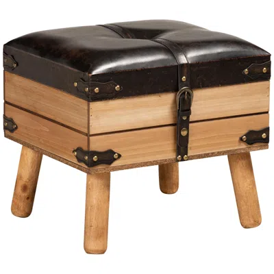 Baxton Studio Amena 15 3/4"w Dark Brown Faux Leather Ottoman With Storage
