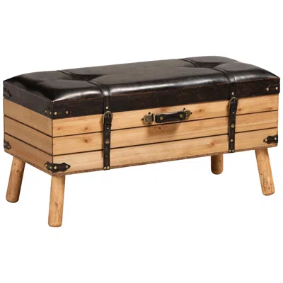 Baxton Studio Amena 35 1/2"w Dark Brown Faux Leather Ottoman With Storage