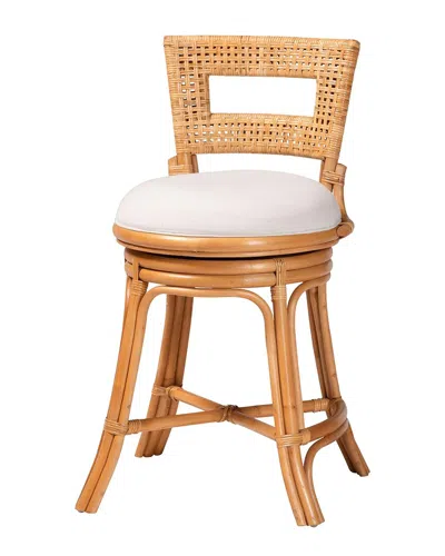 Baxton Studio Amina Rattan Counter Stool In Gold