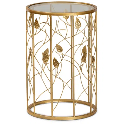 Baxton Studio Anaya 15" Wide Brushed Gold Round End Table