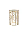 Baxton Studio Anaya Modern And Contemporary Glam 23.6" Brushed Finished Metal And Glass Leaf Accent End Table In Gold-tone