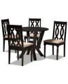 Baxton Studio Tricia Modern And Contemporary Fabric Upholstered 5 Piece Dining Set In Sand