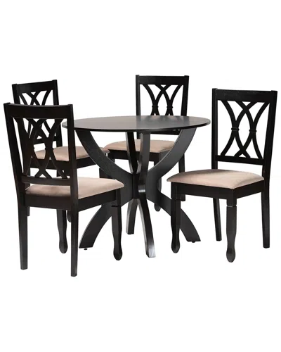 Baxton Studio April Modern Wood 5pc Dining Set