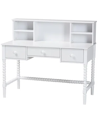 Baxton Studio Archwood Writing Desk With Hutch In White