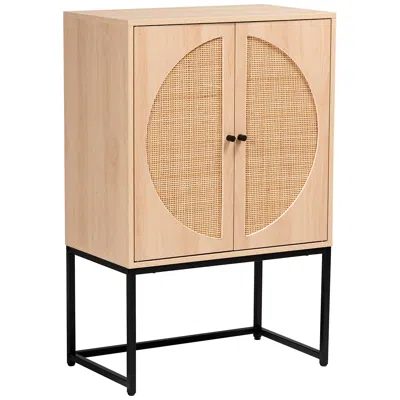 Baxton Studio Ardon 26 3/4" Wide Light Brown Rattan 2-door Storage Cabinet In Neutral