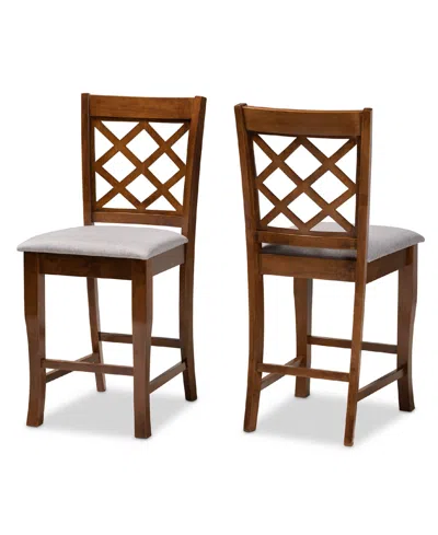 Baxton Studio Aria Modern And Contemporary Fabric Upholstered 2 Piece Counter Height Pub Chair Set In Brown