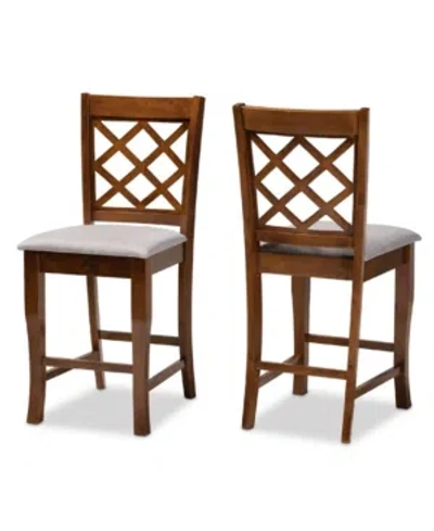 Baxton Studio Aria Modern And Contemporary Fabric Upholstered 2 Piece Counter Height Pub Chair Set In Gray
