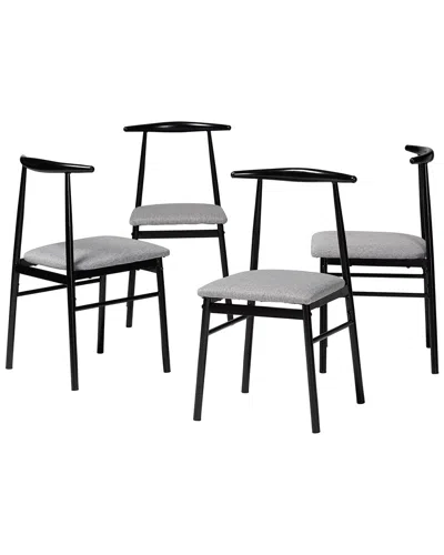 Baxton Studio Arnold Modern Industrial Fabric & Metal 4pc Dining Chair Set In Grey