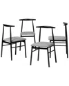 Baxton Studio Arnold Modern Industrial Fabric & Metal 4pc Dining Chair Set In Grey