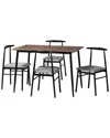 Baxton Studio Arnold Modern Industrial Fabric & Metal 5pc Dining Set In Grey