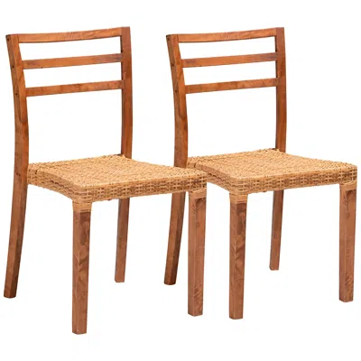Baxton Studio Arthur Natural Walnut Brown Dining Chairs Set Of 2