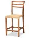 Baxton Studio Arthur Wood And Natural Rattan Counter Stool In Brown