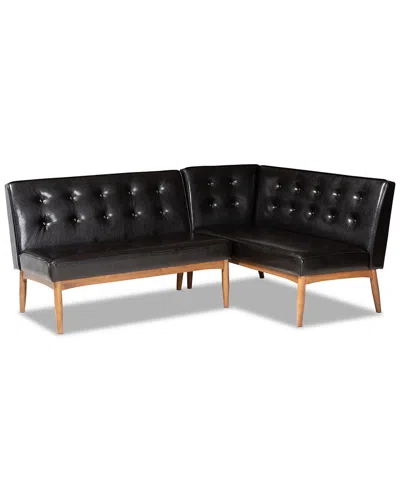 Baxton Studio Arvid Mid-century Modern Dark Brown Faux Upholstered Leather 5pc Wood Dining Nook Set