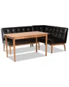Baxton Studio Arvid Mid-century Modern Upholstered 3pc Wood Dining Nook Set