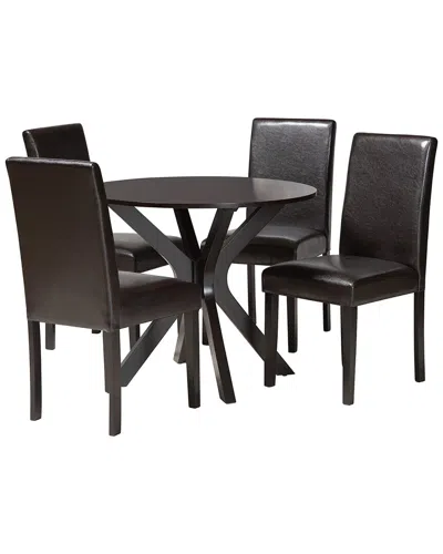 Baxton Studio Asli Modern Wood 5pc Dining Set In Black