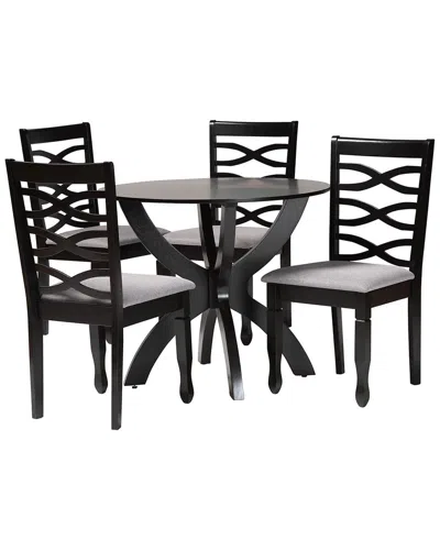 Baxton Studio Aspen Modern Grey Fabric And Dark Br In Black