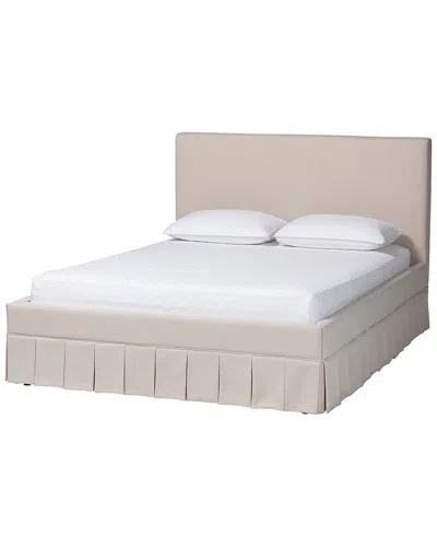 Baxton Studio Astin Queen Platform Bed With Pleated Skirt In White