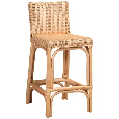 Baxton Studio Athena 26 3/4" Natural Rattan Counter Stool In Brown