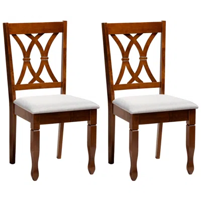 Baxton Studio Augustine Grey Fabric Upholstered 2-piece Dining Chair Set In Brown