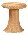 Baxton Studio Avalon Scallop Rattan Pedestal Side Table In Brown