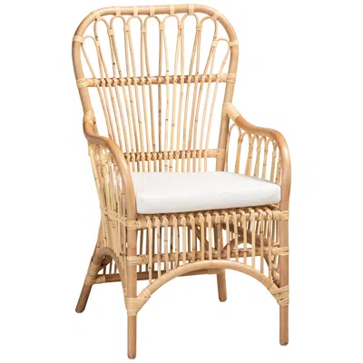 Baxton Studio Aya Natural Rattan Accent Armchair In Brown