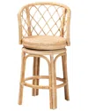 Baxton Studio Ayu Bohemian Rattan Swivel Counter Stool